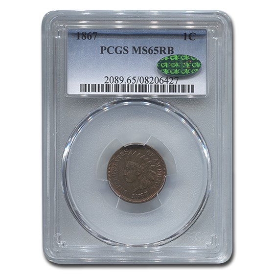 1867 Indian Head Cent MS-65 PCGS CAC (Red/Brown) 1867 Indian Head Cent MS-65 PCGS CAC (Red/Brown)